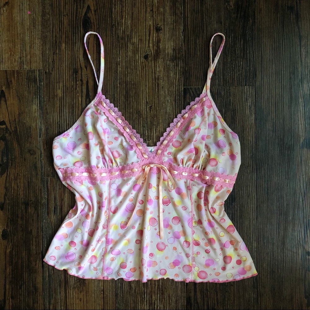 Vintage Y2K Pink Lace Nighty Cami Top